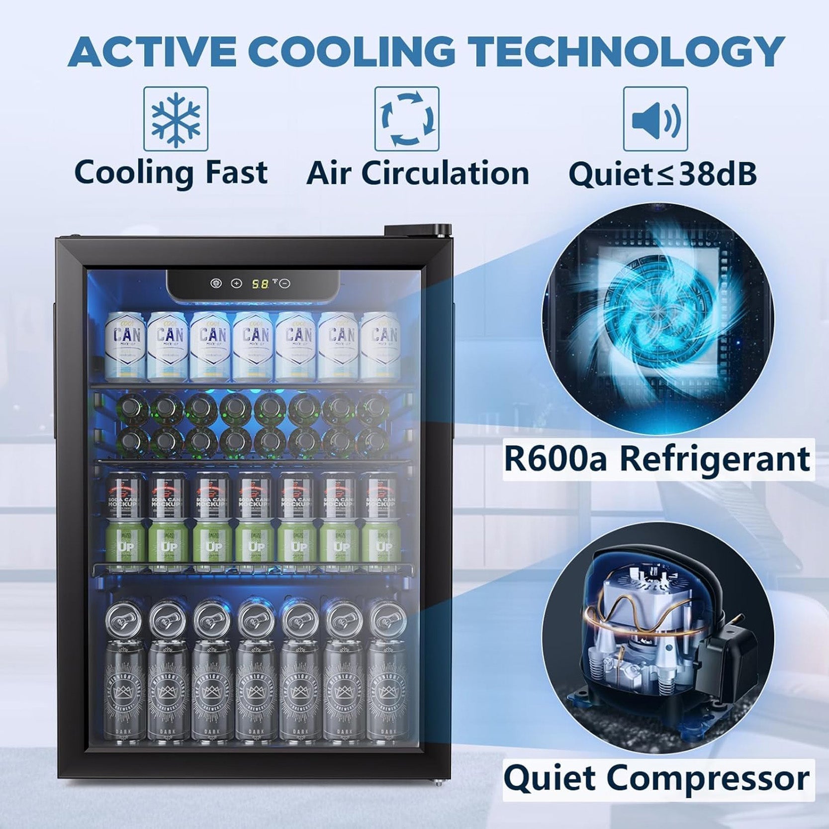 Cowsar 4.4/3.2/2.6 Cu.Ft Beverage Refrigerator Cooler, Reversible door