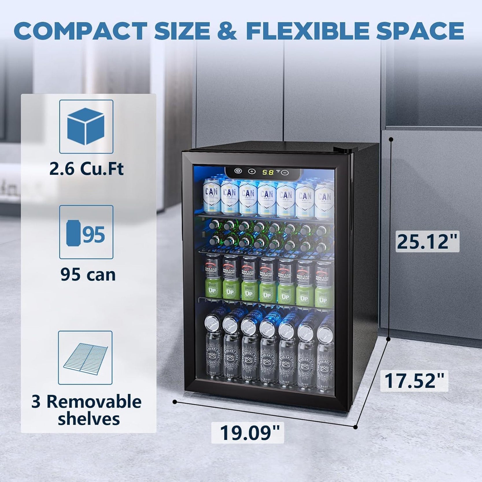 Cowsar 4.4/3.2/2.6 Cu.Ft Beverage Refrigerator Cooler, Reversible door