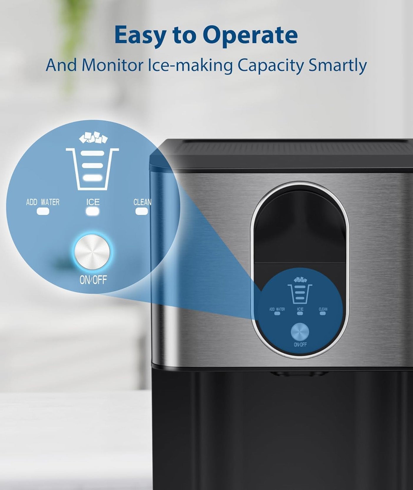 Cowsar 44lbs/24H Nugget Ice Maker Countertop Dispenser