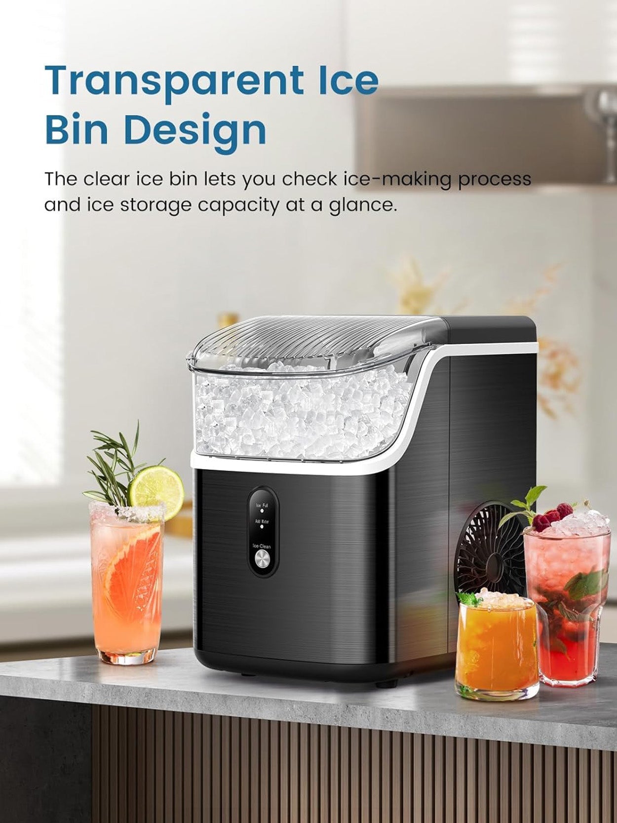 Cowsar 34lbs/24H Nugget Ice Makers Countertop